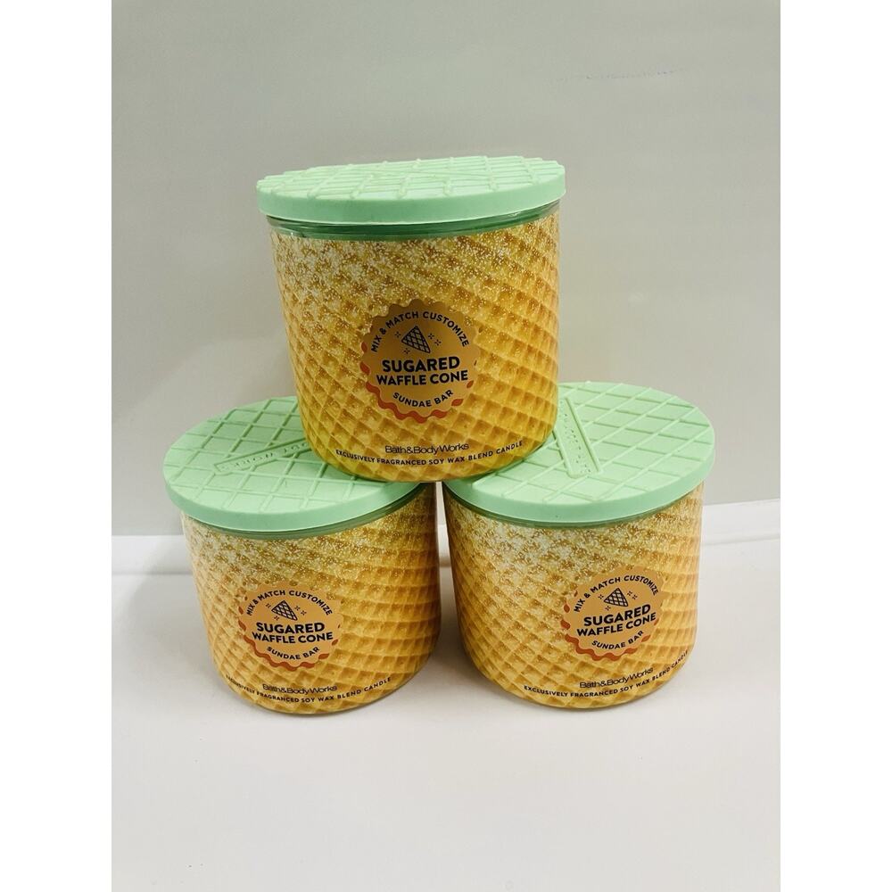 Sugared Waffle Cone LID 3-Wick Candle 25-45 hour 14 oz Bath & Body Works X3
